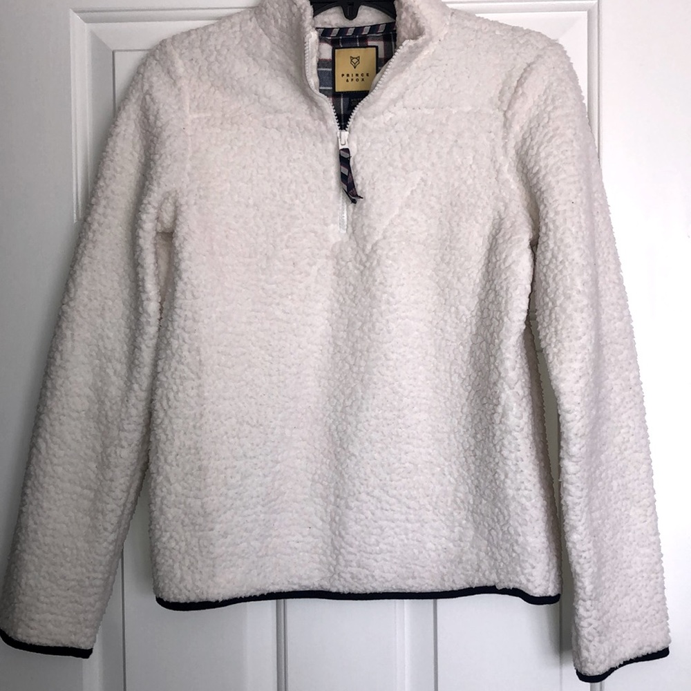Prince & Fox 1/4 Zip White Fleece Jacket Size XS